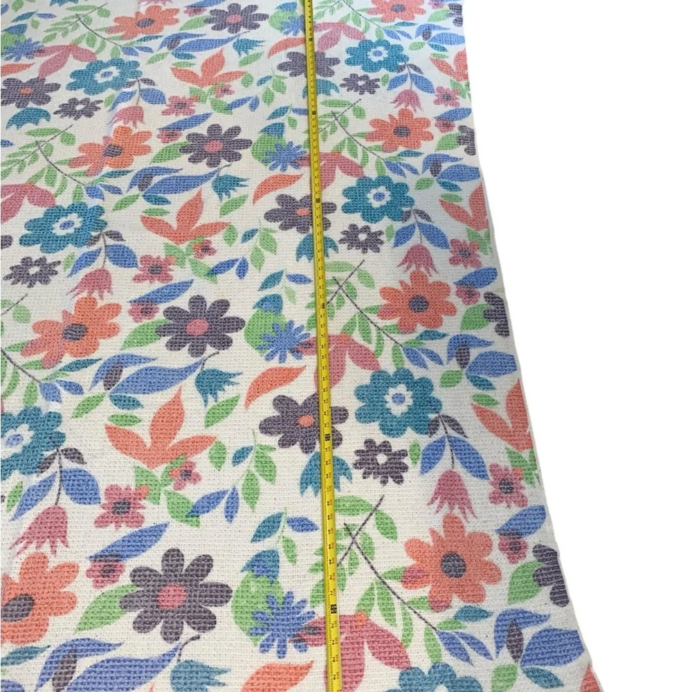 Vintage 60s 70s Floral Multicolor flower power print Blue Silky trim Blanket